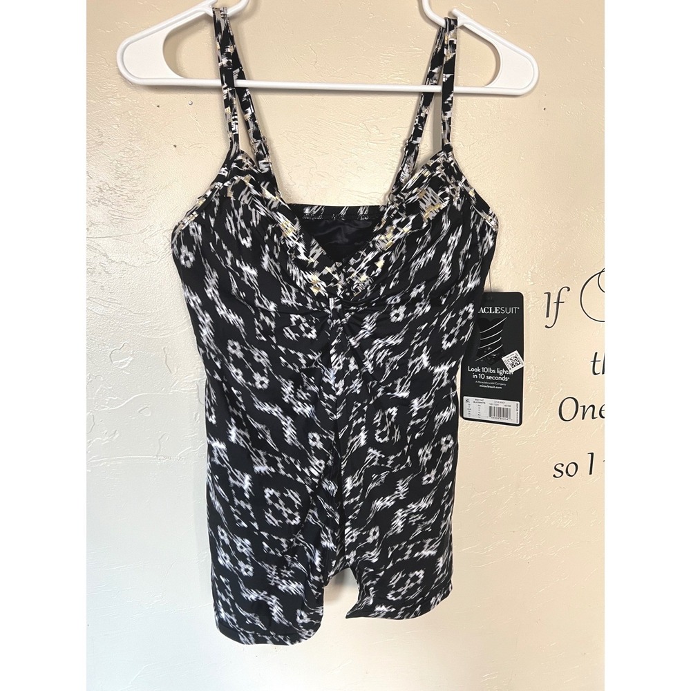 Miraclesuit Love Knot Tankini Top Black White gold Underwire bikini resortwear - Picture 3 of 10